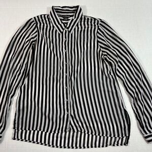 Cotton Express Womens Striped Sheer Button Up Shirt Size L
